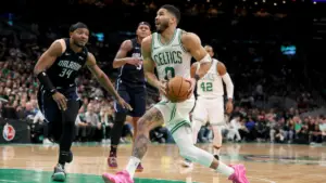 Jayson Tatum injury: Celtics star downplays hard fall on wrist after flagrant foul during Game 1 win vs. Magic