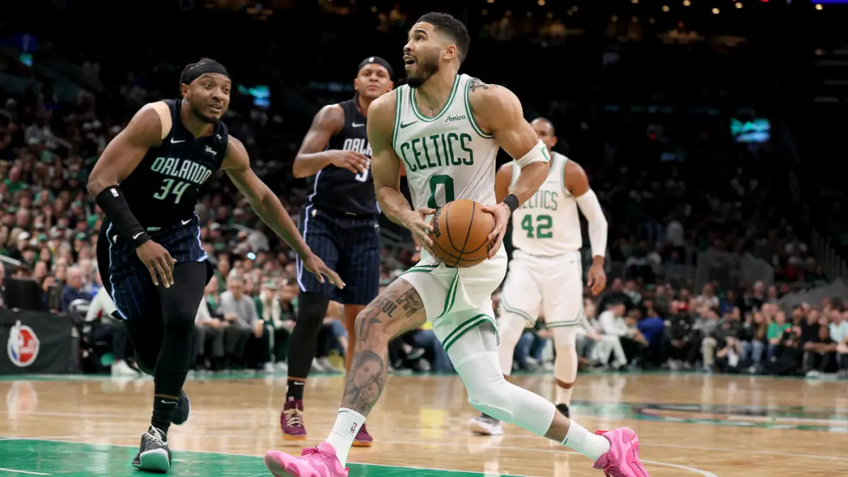 Jayson Tatum injury: Celtics star downplays hard fall on wrist after flagrant foul during Game 1 win vs. Magic