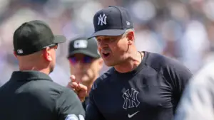 WATCH: Yankees manager Aaron Boone ejected after would-be Aaron Judge home run ruled foul