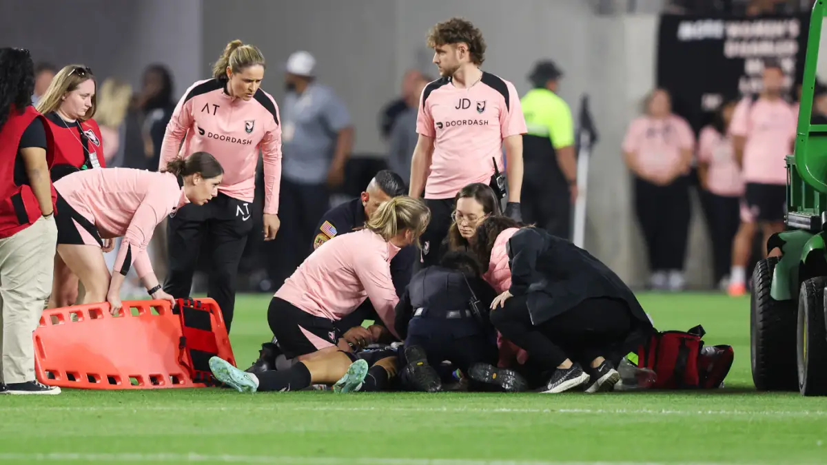 Angel City defender Savy King 'responsive' and undergoing further evaluation after collapse during NWSL match