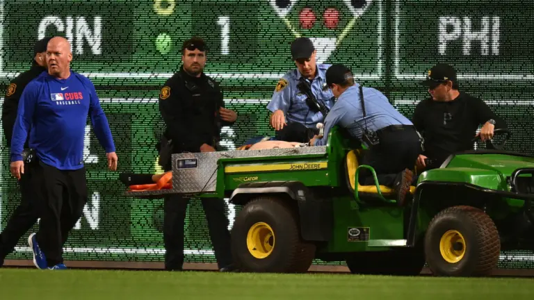 Fan awake and alert after falling over wall during Pirates vs. Cubs game at PNC Park