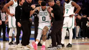 Jayson Tatum injury update: Celtics star to have MRI after appearing to seriously hurt lower leg vs. Knicks