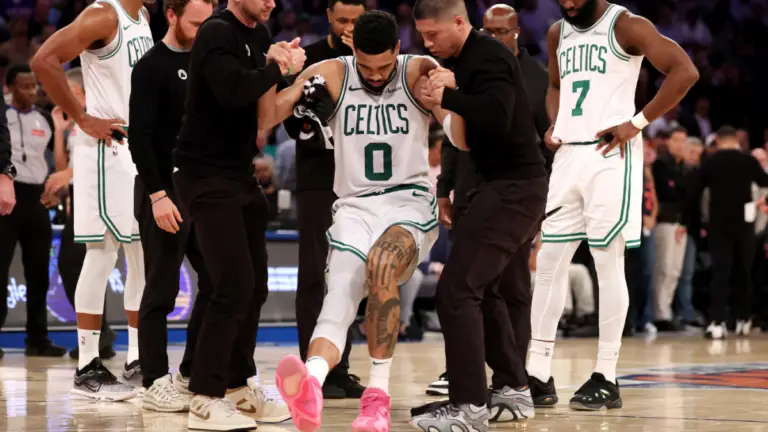 Jayson Tatum injury update: Celtics star to have MRI after appearing to seriously hurt lower leg vs. Knicks