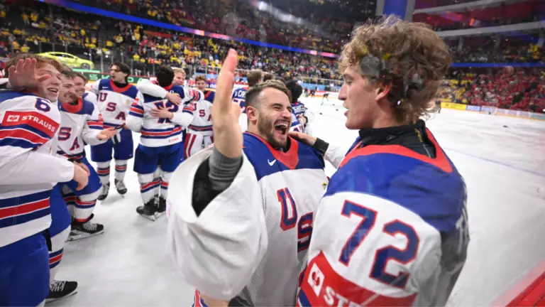 USA Hockey wins gold at world championship for first time since 1933, blanking Switzerland 1-0 in OT