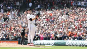 WATCH: Tigers ace Tarik Skubal nearly touches 103 mph to close out first career shutout vs. Guardians