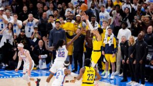 Pacers stun Thunder on Tyrese Haliburton's game-winner: Dwyane Wade, Caitlin Clark, more react to Game 1