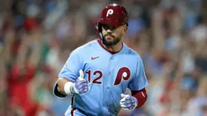 WATCH: Phillies slugger Kyle Schwarber ties MLB record with four home runs in 19-4 rout of Braves